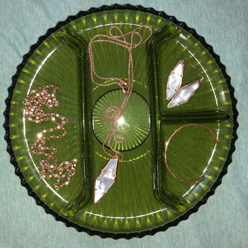 Vintage Ribbed Divided Glass Tray Serving Platter